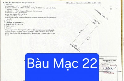 CHÀO Bán đất đường Bàu Mạc 22 - Liên Chiểu, Đà Nẵng - GẦN BIỂN